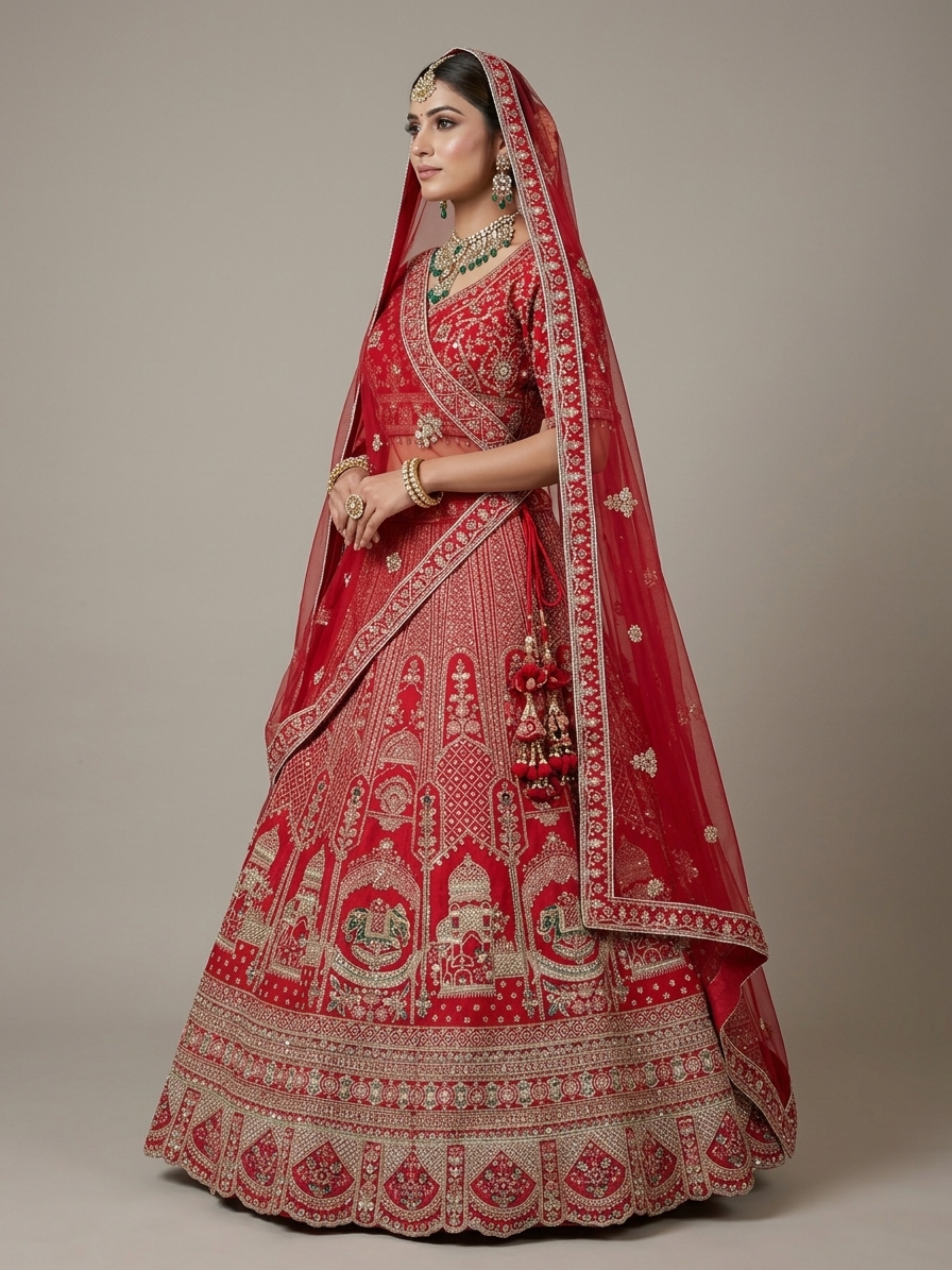 Bridal Lehnga — Model — left side view