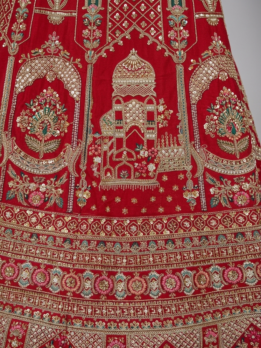 Bridal Lehnga — Macro — work close-up