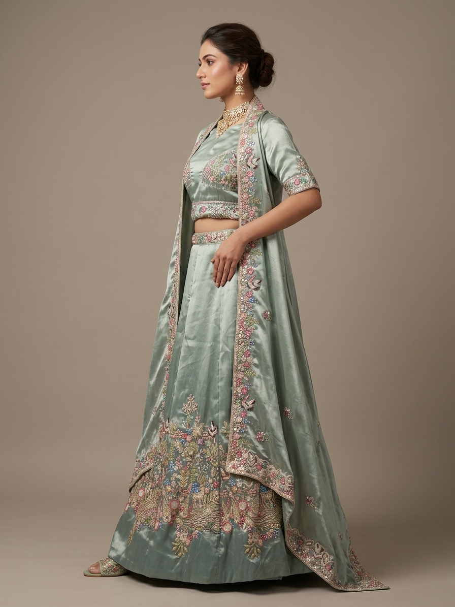 Bridal Lehnga — Model — left side view