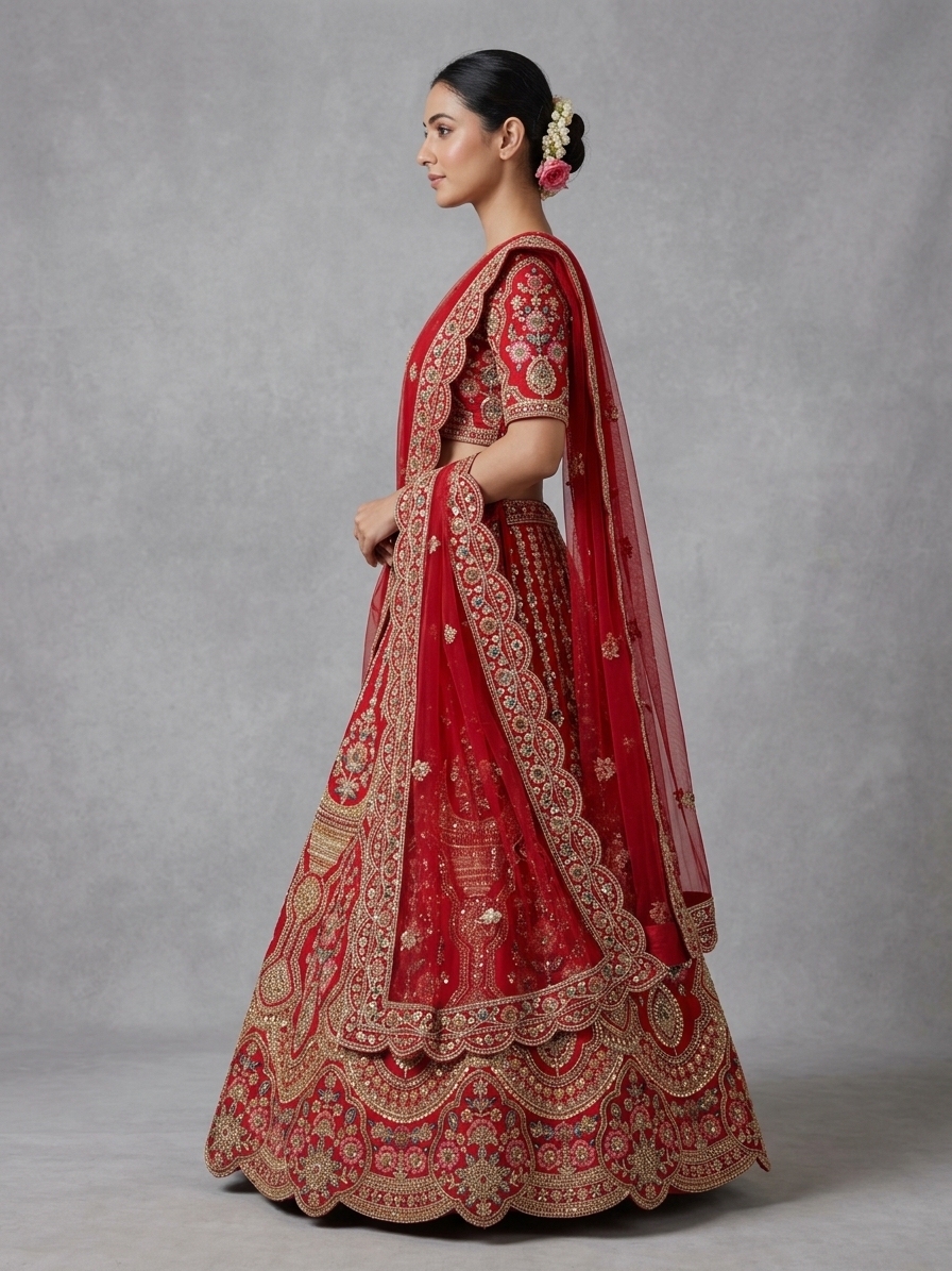 Bridal Lehnga — Model — left side view
