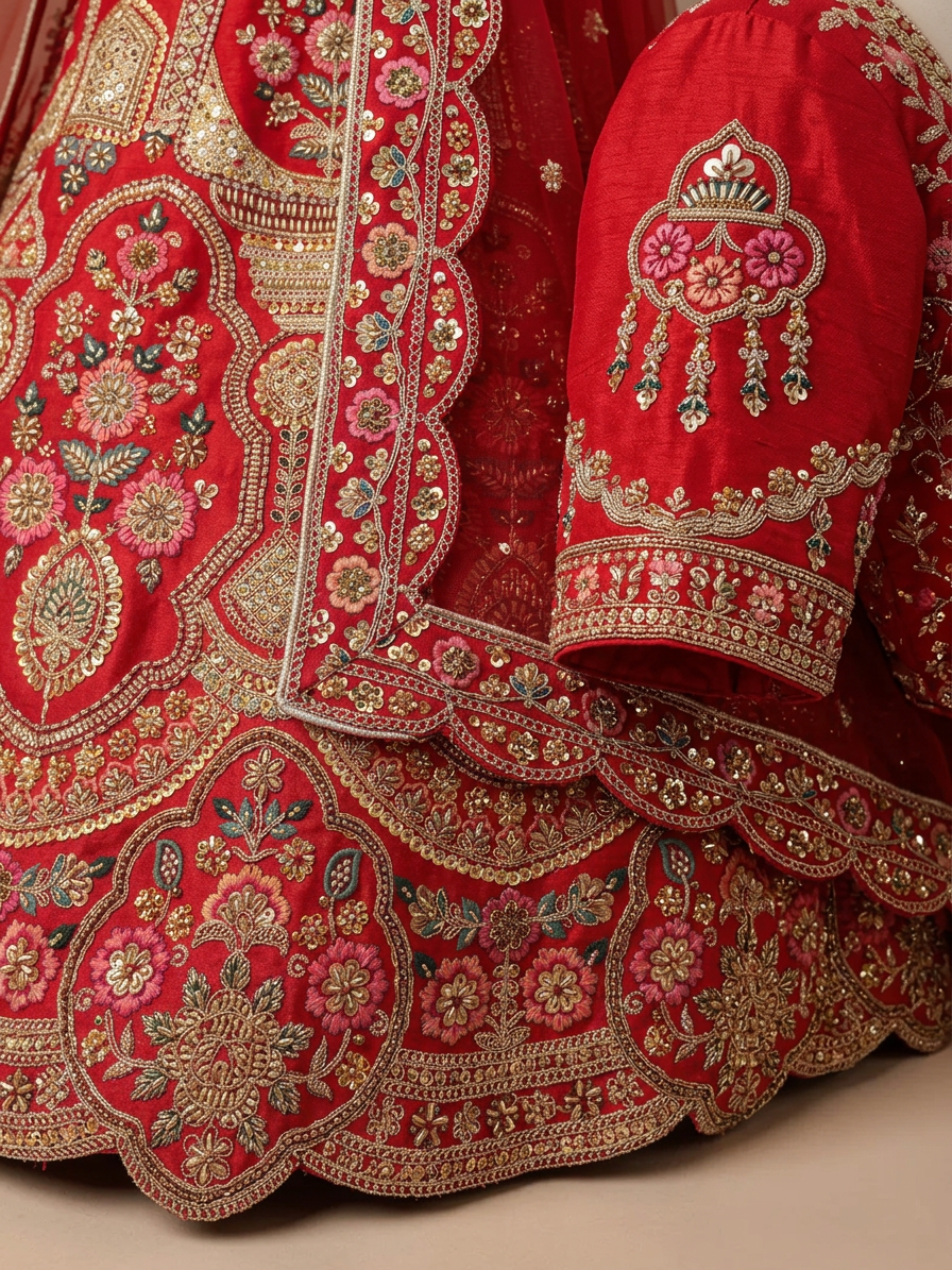 Bridal Lehnga — Macro — work close-up
