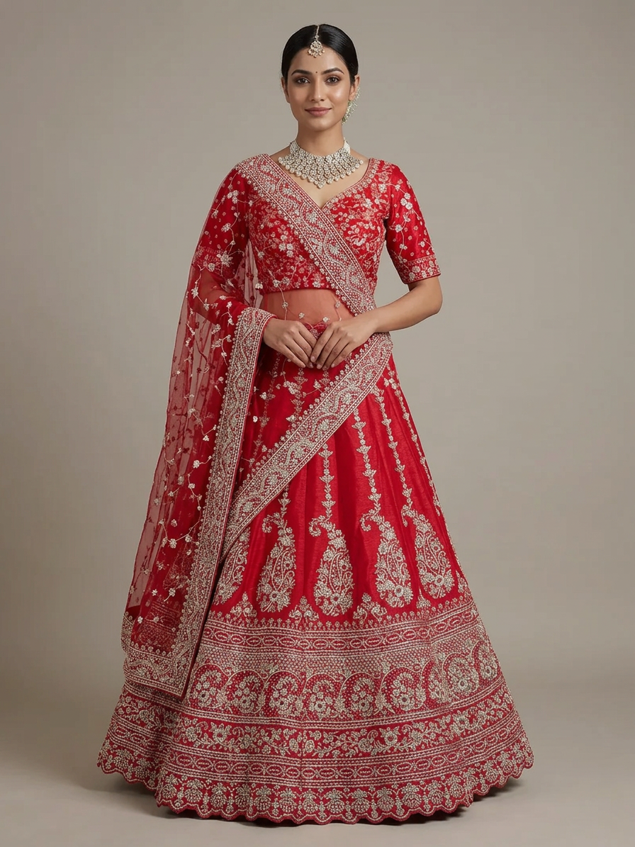Bridal Lehnga - Anas - 1363 — Model — front view