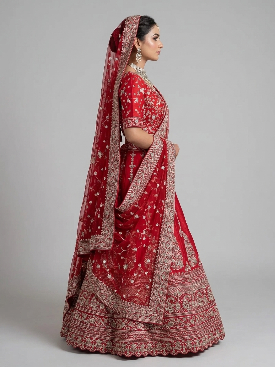 Bridal Lehnga - Anas - 1363 — Model — right side view