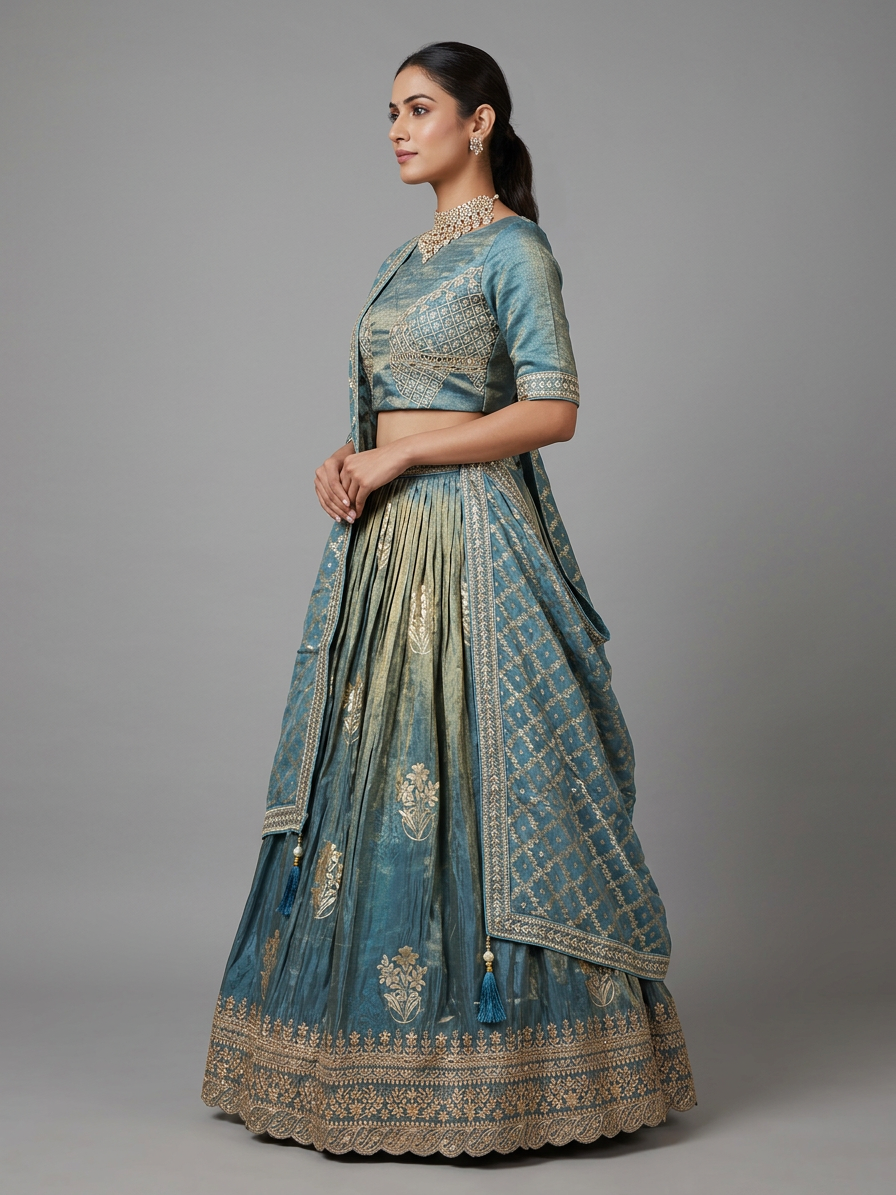 Bridal Lehnga — Model — left side view