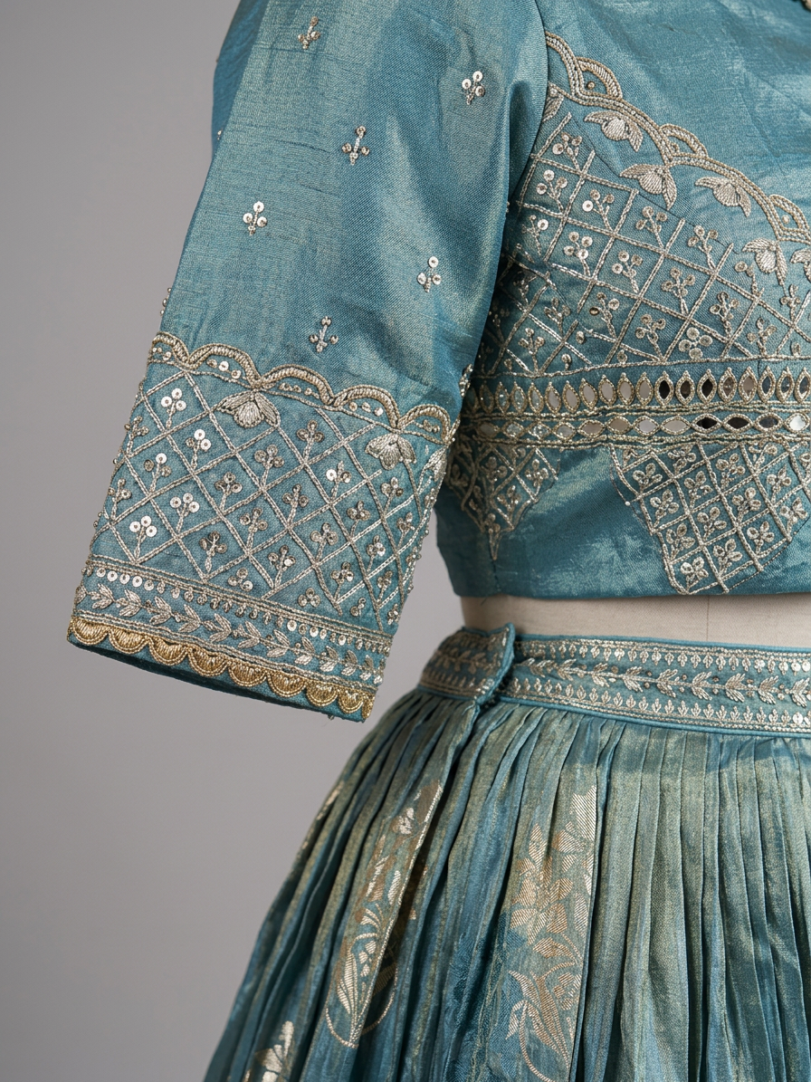 Bridal Lehnga — Macro — work close-up
