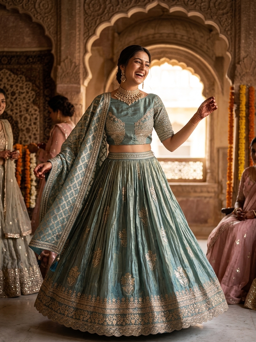 Blue Ombre Bridal Lehenga Set