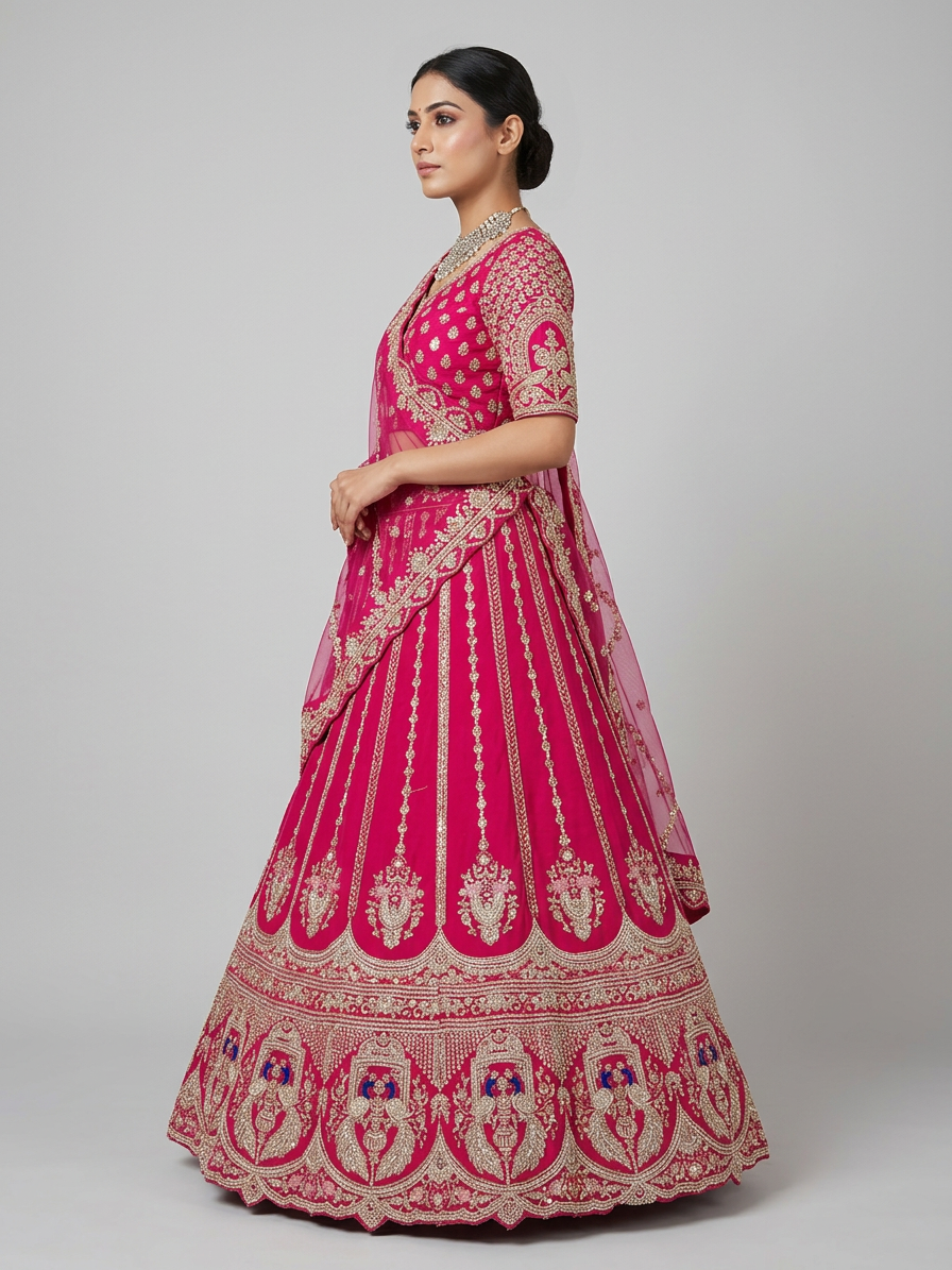 Bridal Lehnga - Sartaj -3 — Model — left side view