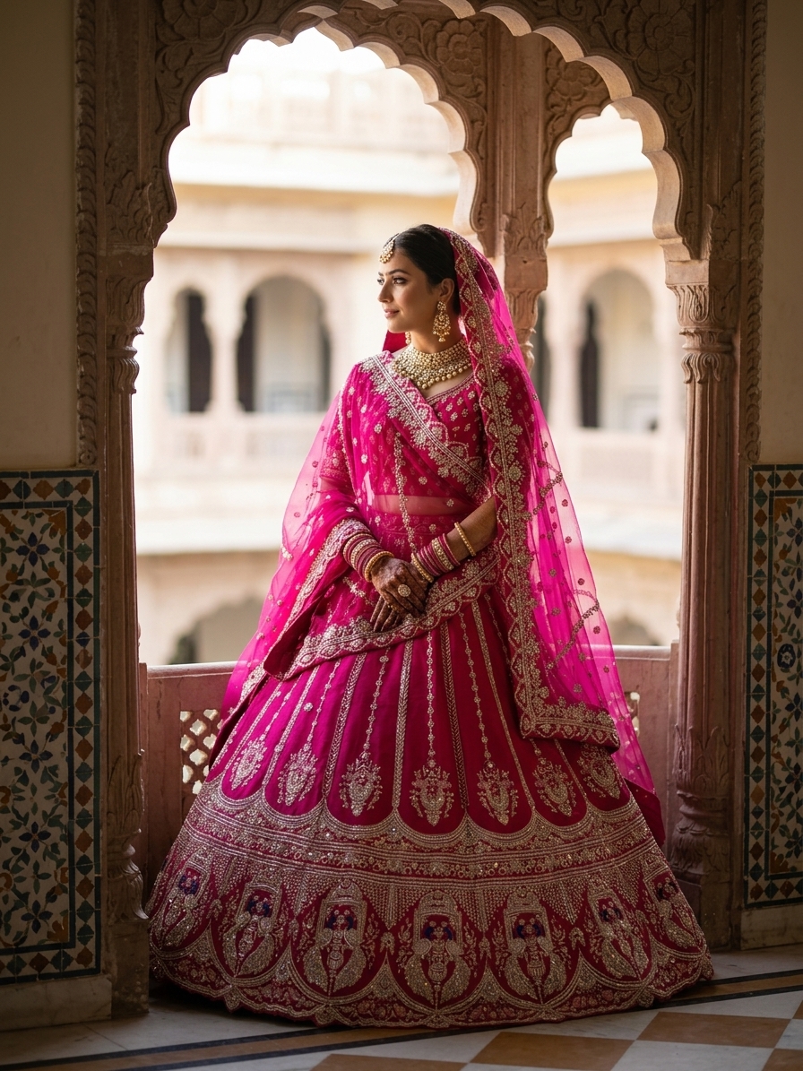 Sartaj Rani Pink Bridal Lehenga