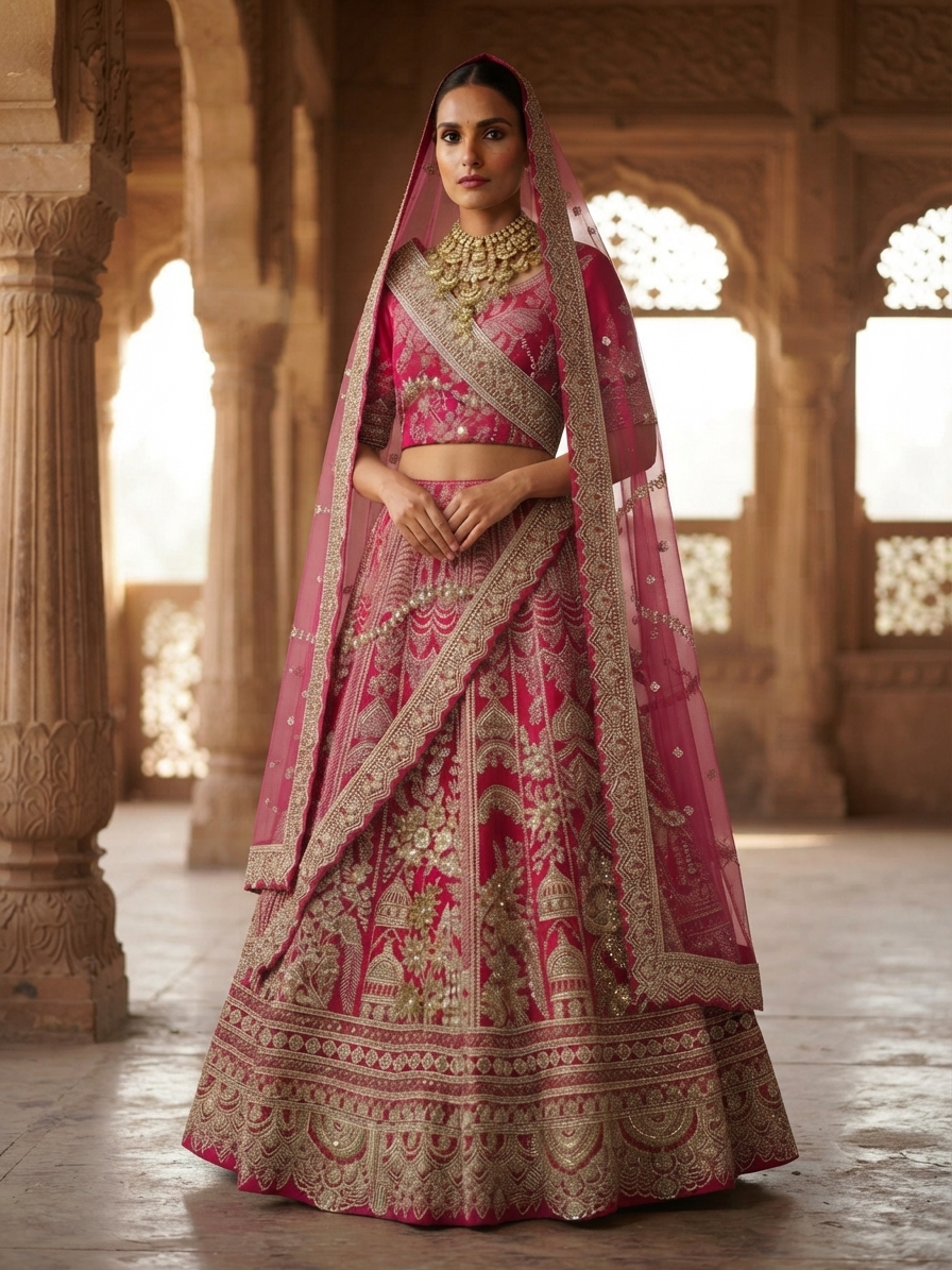 Bridal Lehnga - Kala Samrat - 4 — Indian bride wearing it · Heritage haveli