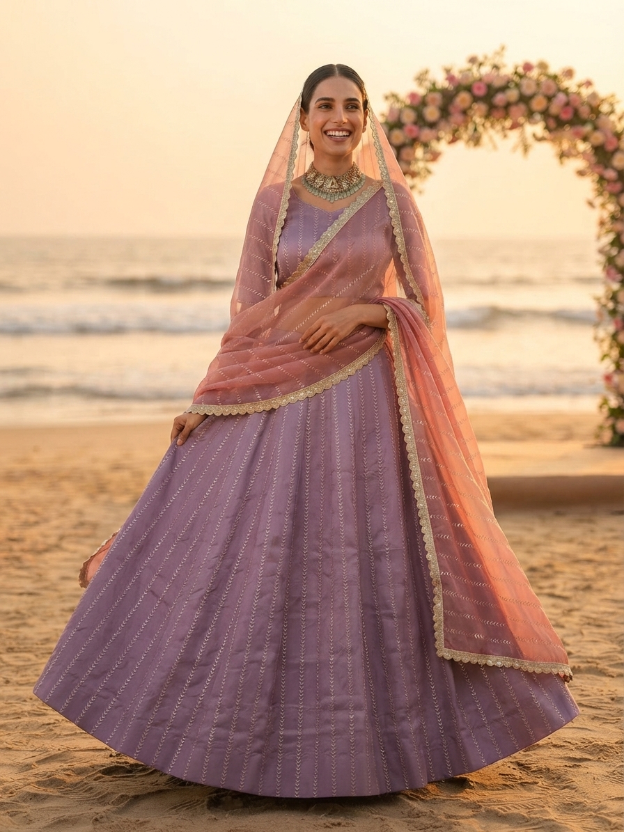 Lavender and Pink Designer Lehenga Set