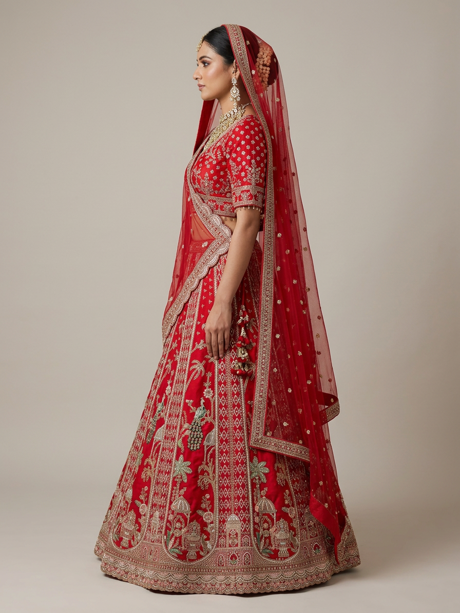 Bridal Lehnga — Model — left side view