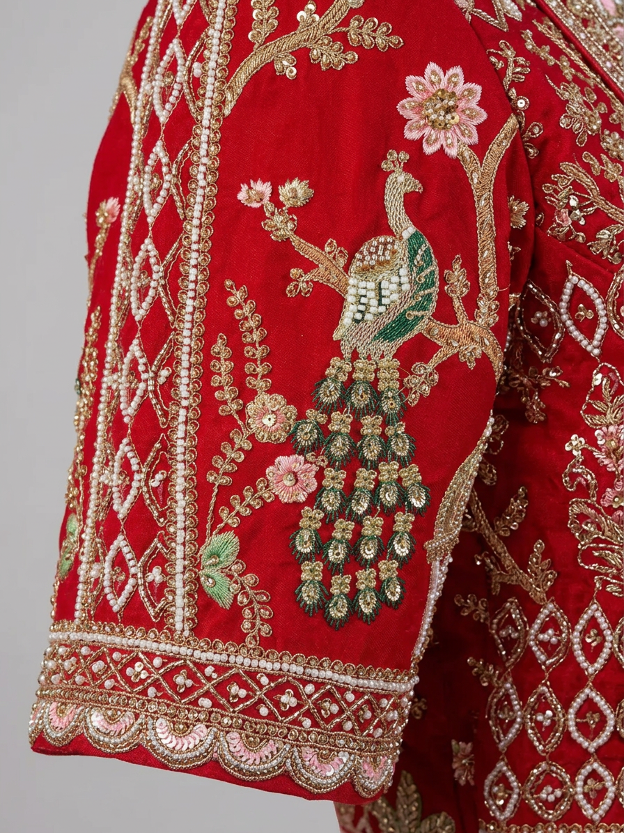 Bridal Lehnga — Macro — work close-up