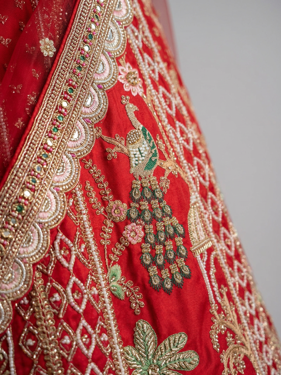 Bridal Lehnga — Fabric texture