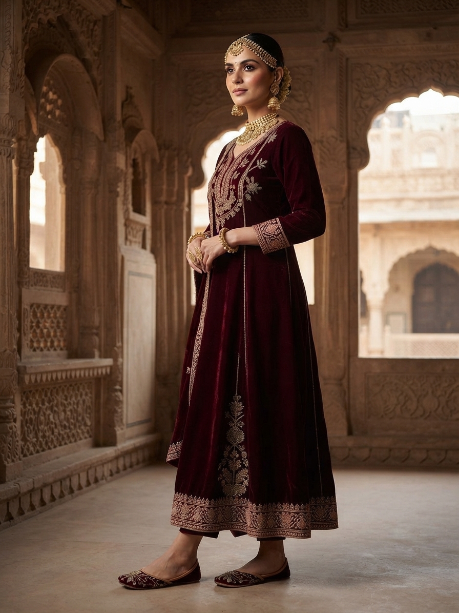 Maroon Embellished Bridal Jutti