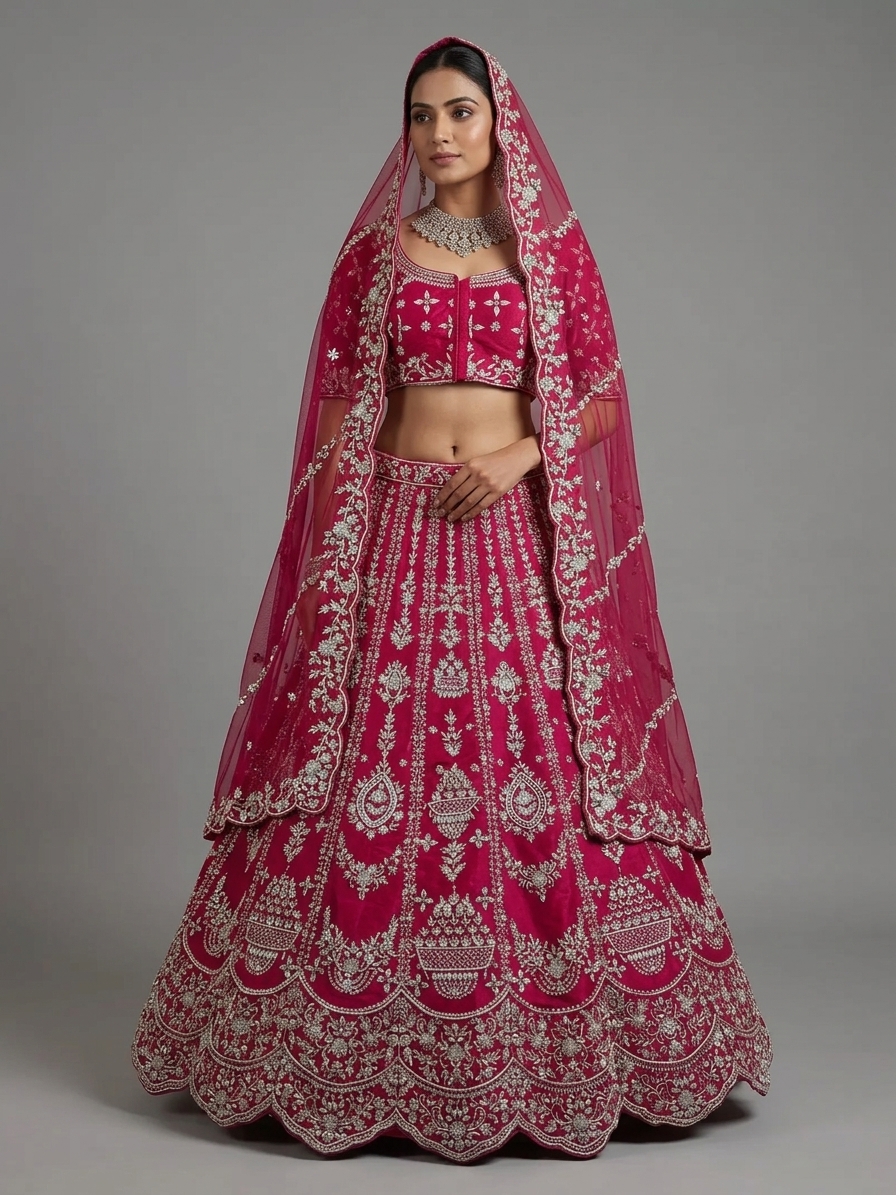 Bridal Lehnga - Anas - 1458 — Model — front view