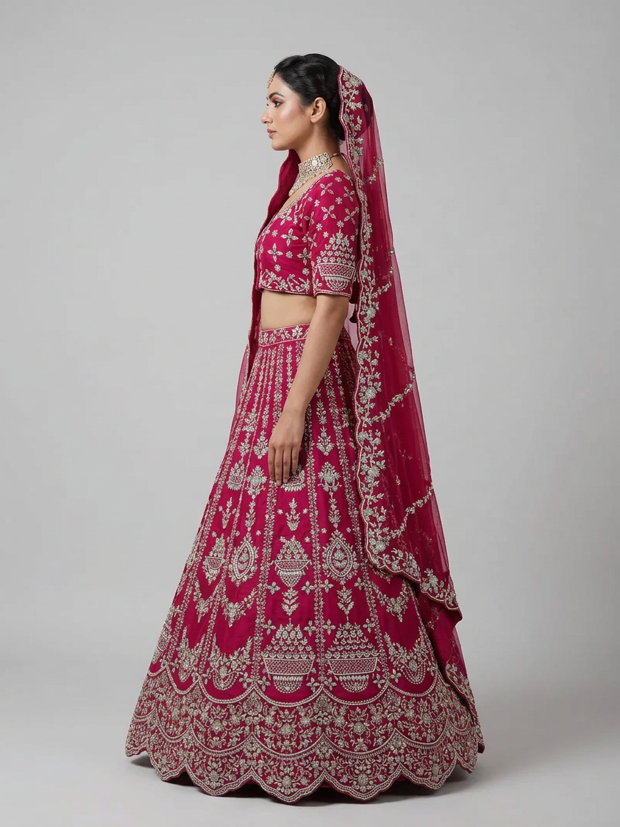 Bridal Lehnga - Anas - 1458 — Model — left side view