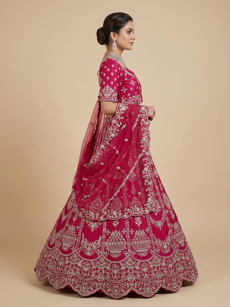 Bridal Lehnga - Anas - 1458 — Model — right side view
