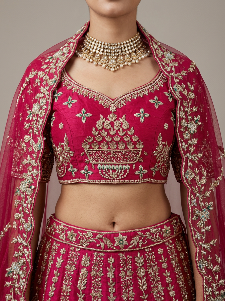 Bridal Lehnga - Anas - 1458 — Model — clothing close-up