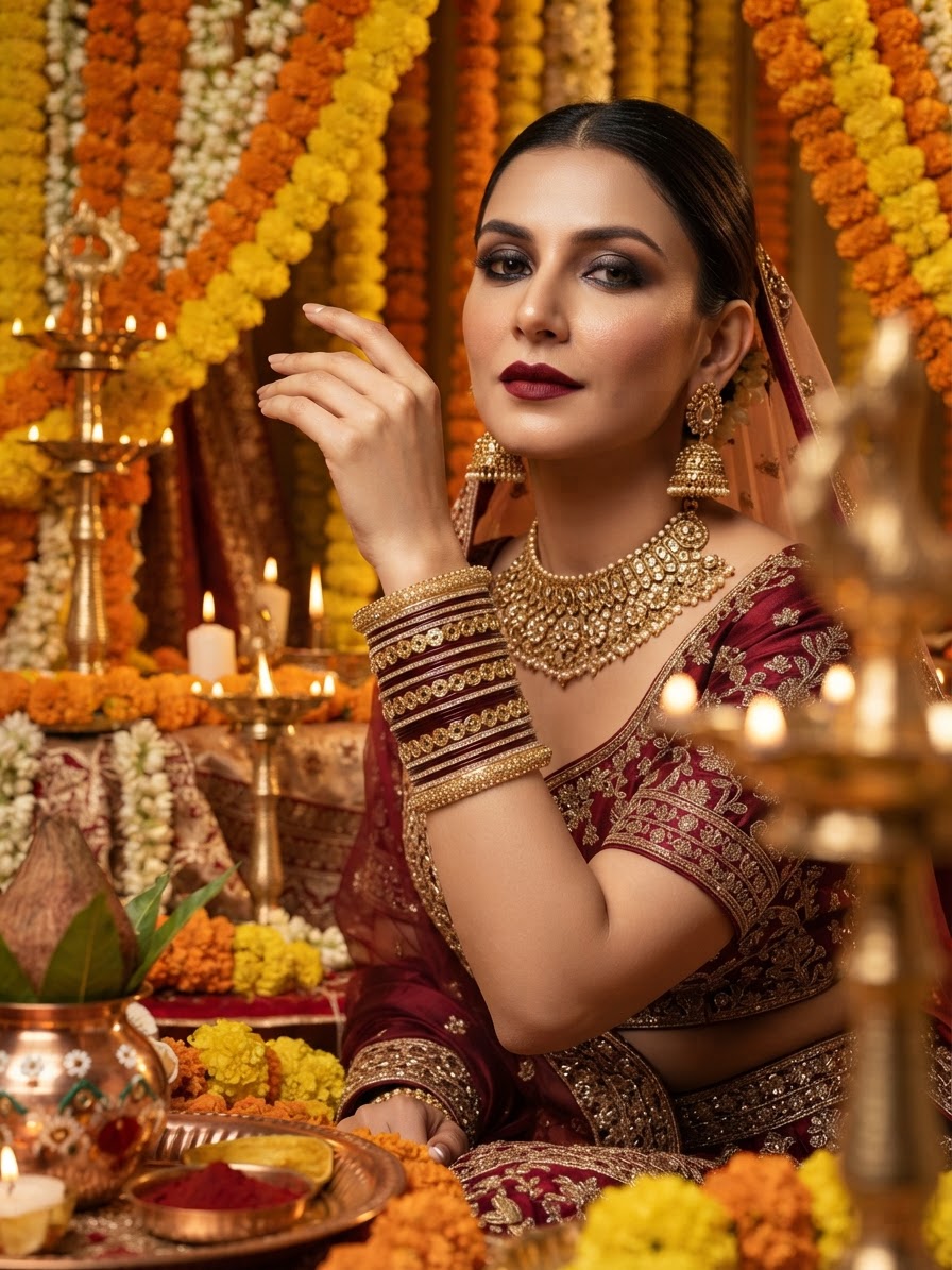 Maroon Lakh Chura Bangle Set