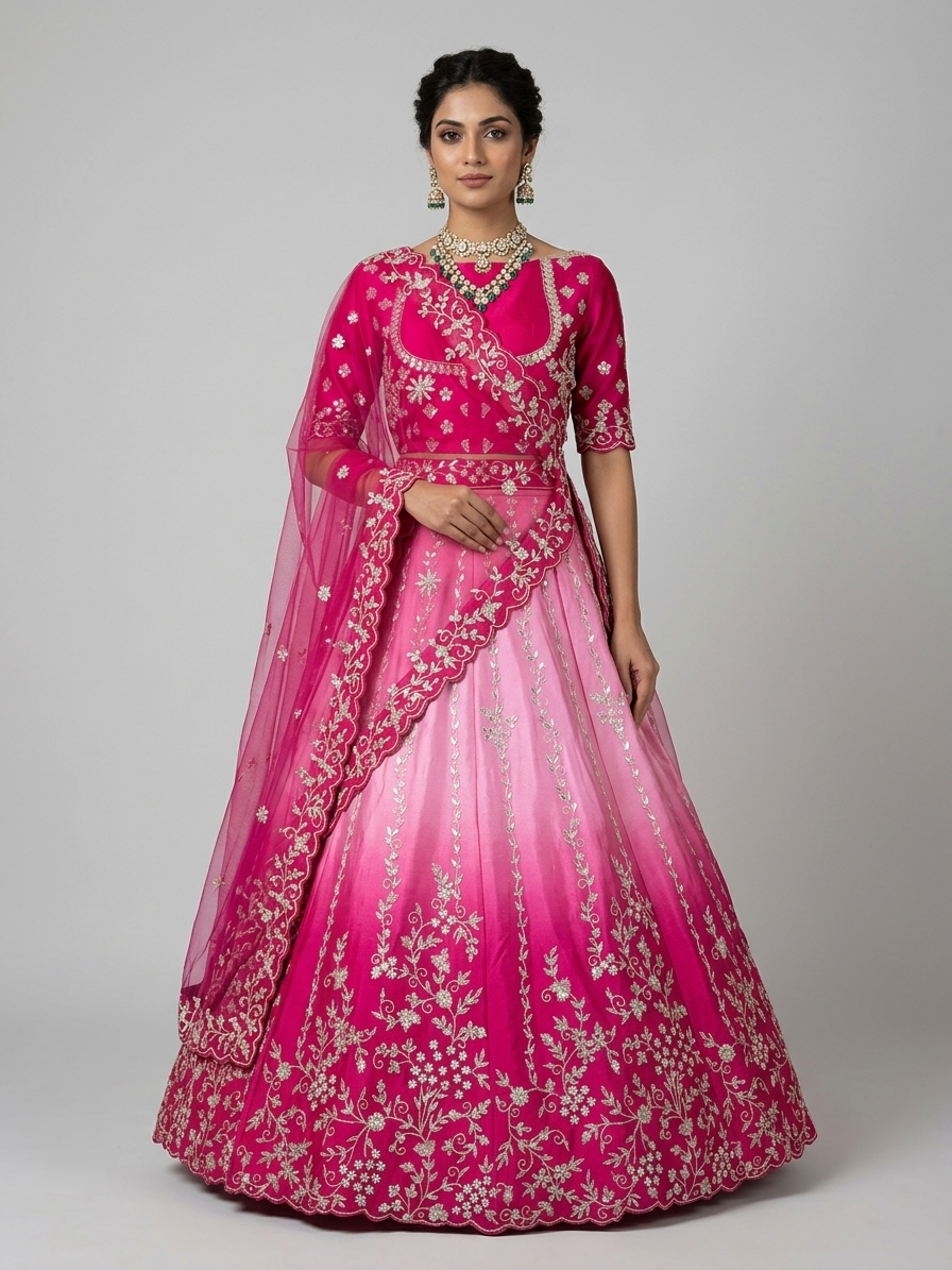 Bridal Lehnga - Anas - 1369 — Model — front view