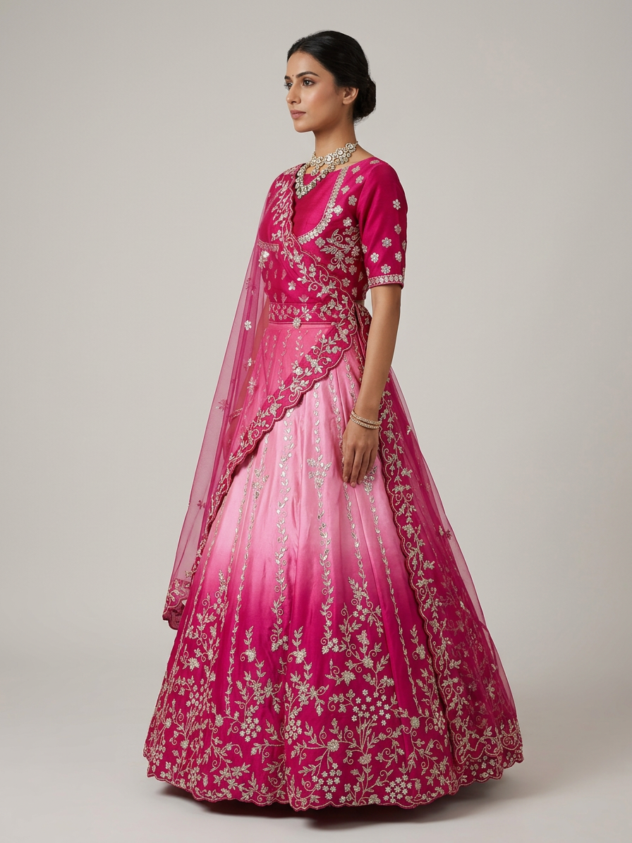 Bridal Lehnga - Anas - 1369 — Model — right side view