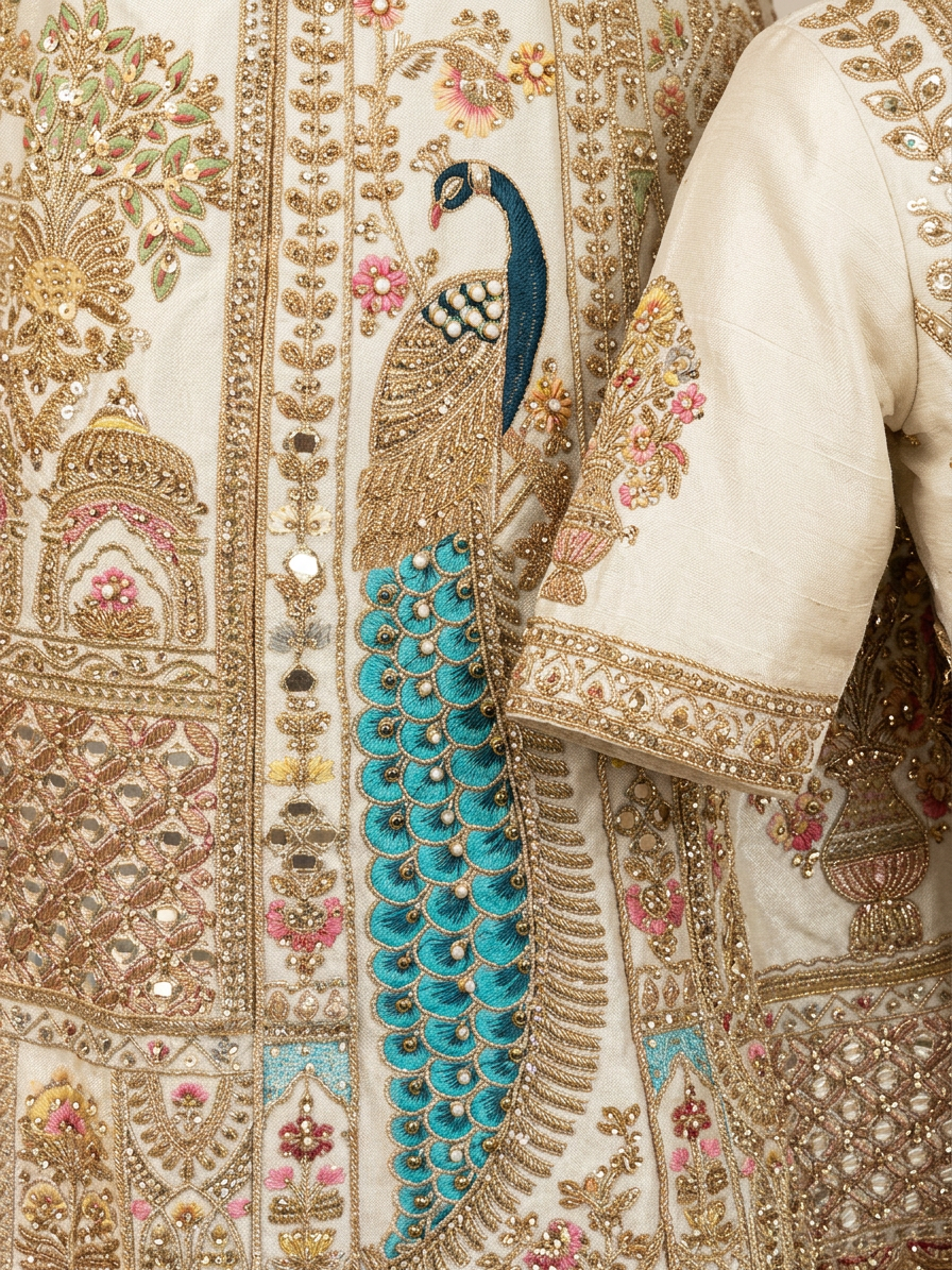 Bridal Lehnga — Macro — work close-up