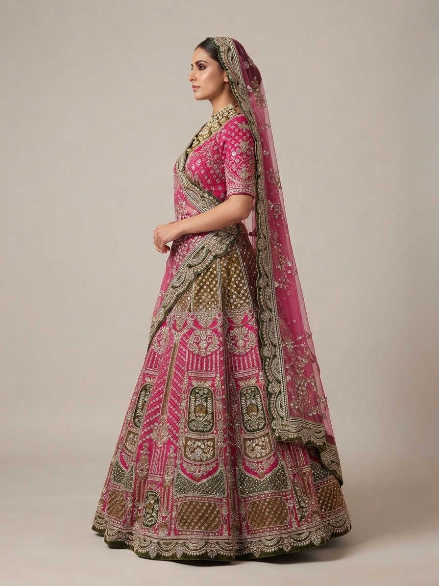 Bridal Lehnga - Kala Samrat - 1 — Model — left side view