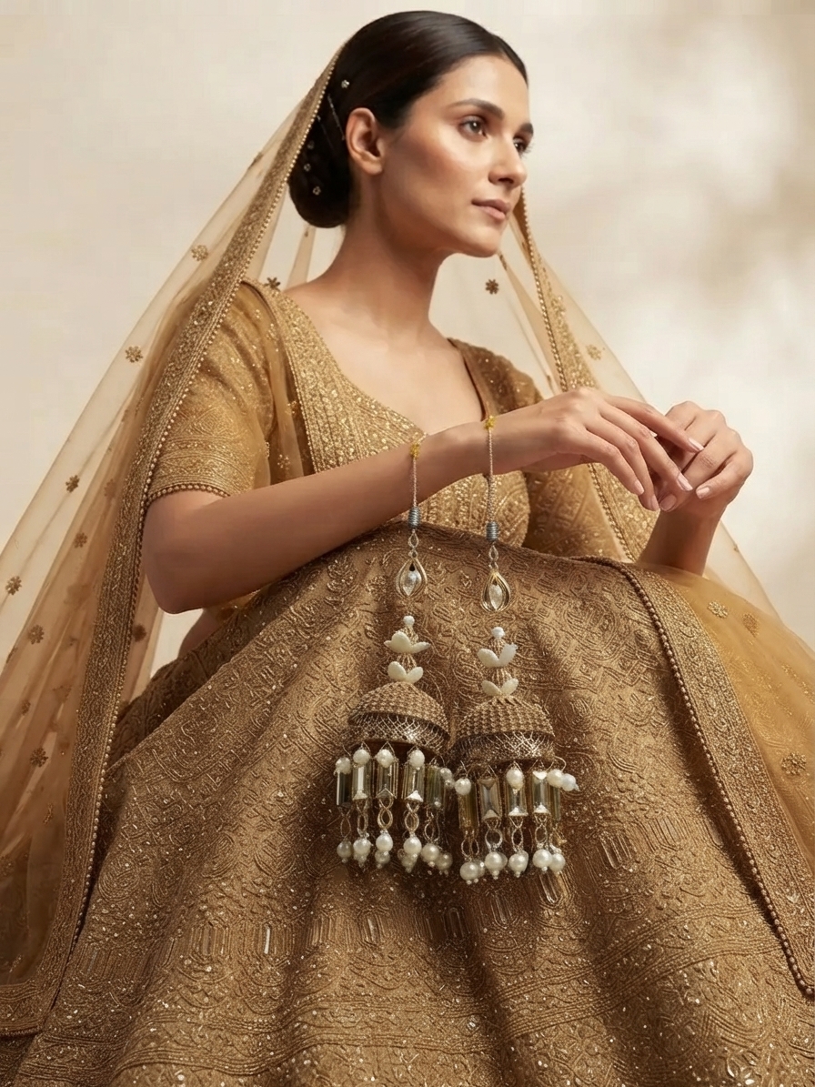 Gold Stone and Pearl Bridal Kaleera