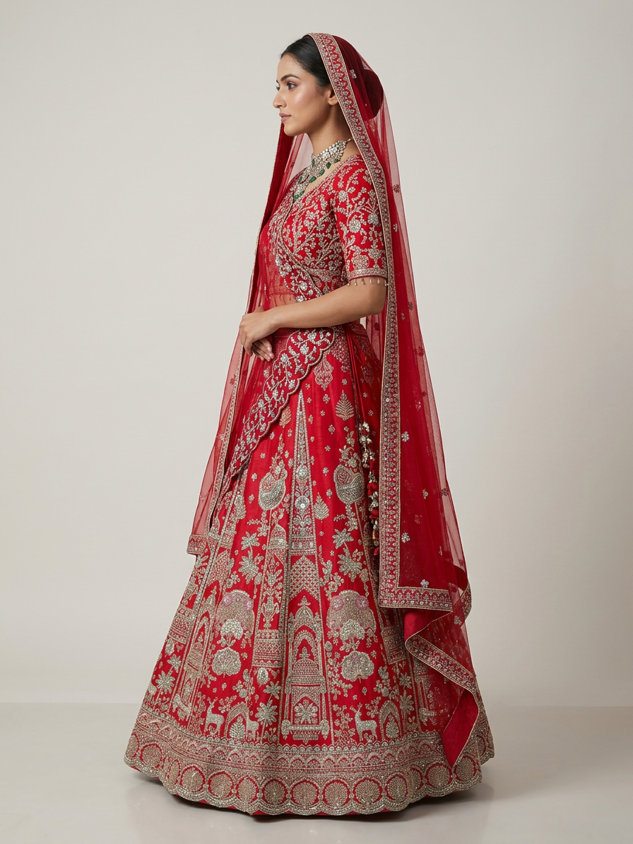 Bridal Lehnga — Model — left side view
