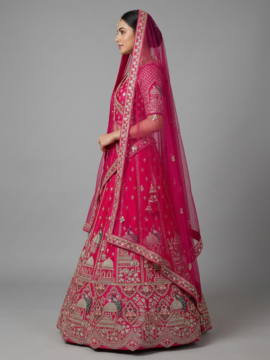 Bridal Lehnga — Model — left side view