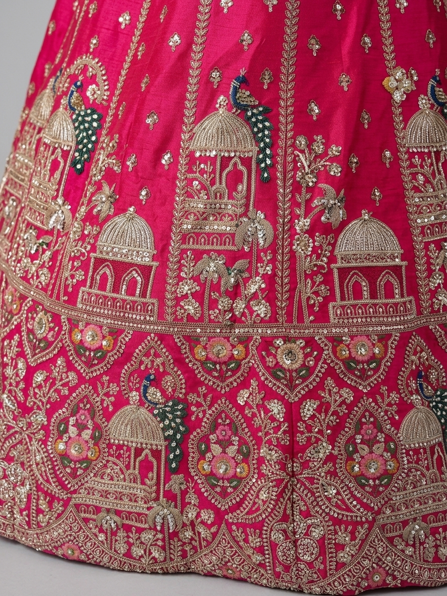 Bridal Lehnga — Macro — work close-up