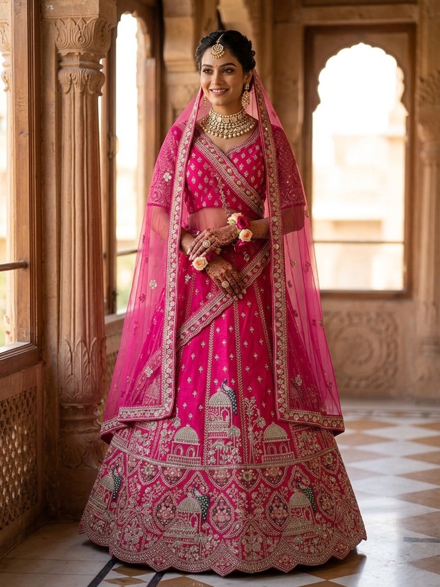 Bridal Lehnga — Indian bride wearing it · Heritage haveli