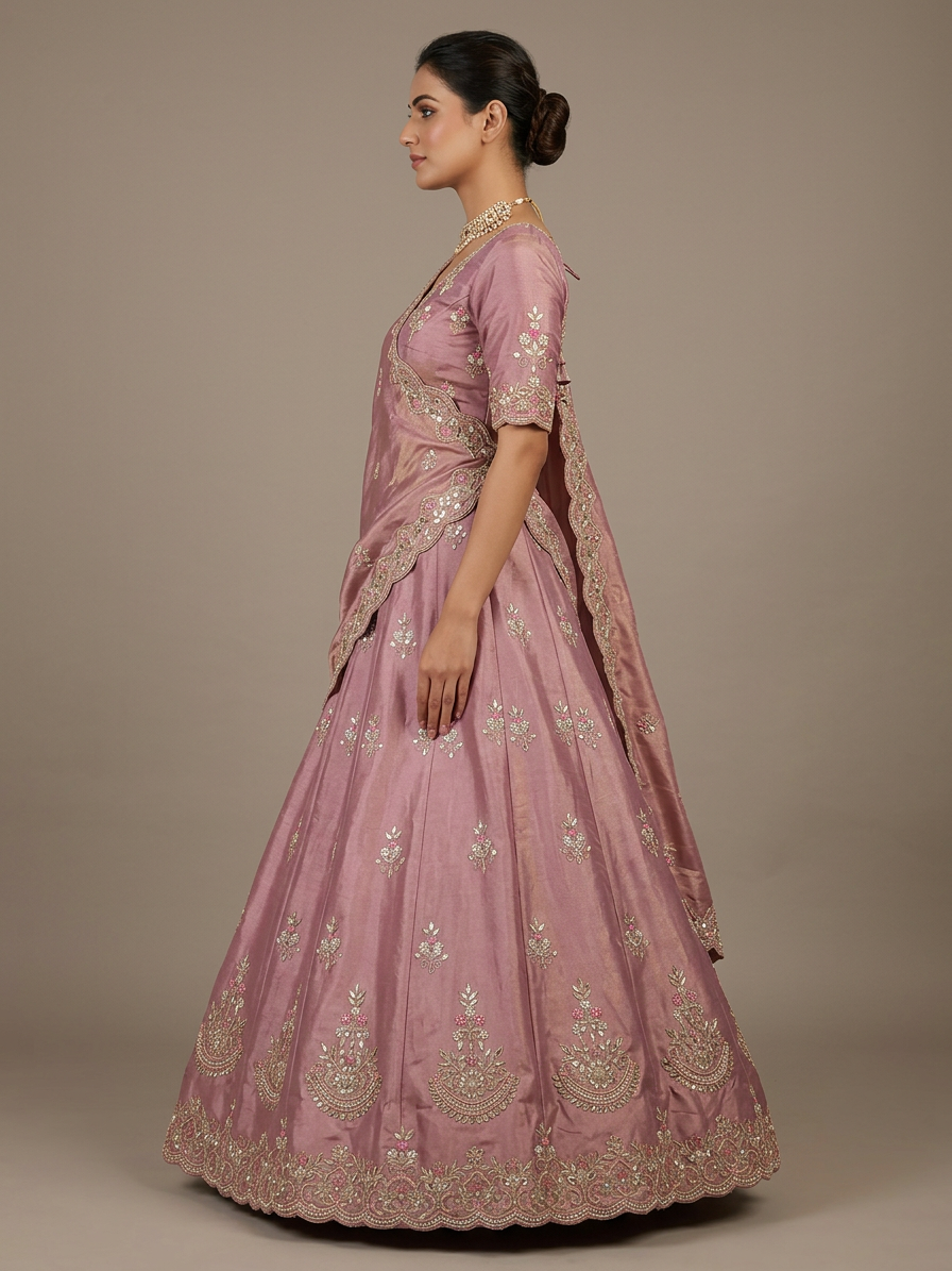 Bridal Lehnga - Anas - 1409 — Model — left side view