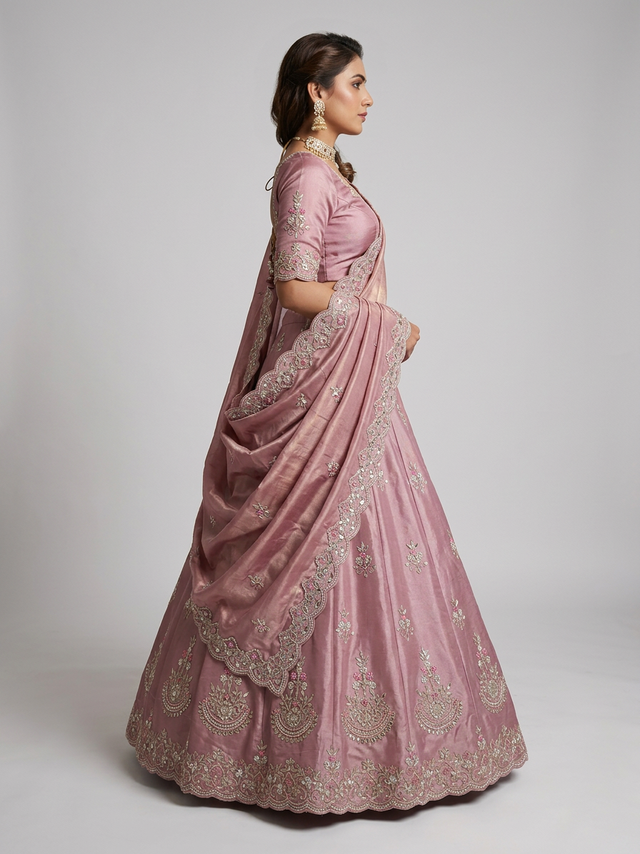 Bridal Lehnga - Anas - 1409 — Model — right side view