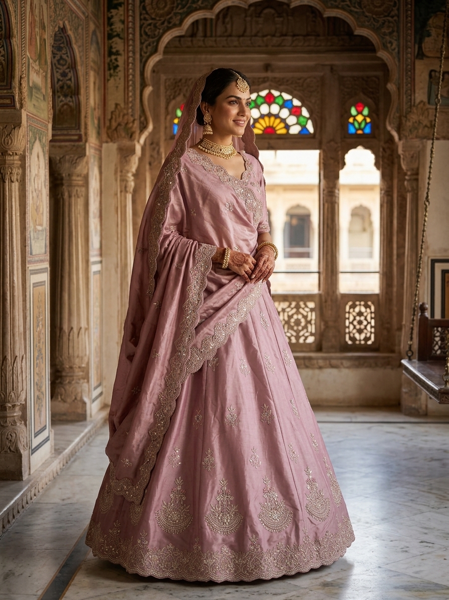 Bridal Lehnga - Anas - 1409 — Indian bride wearing it · Heritage haveli