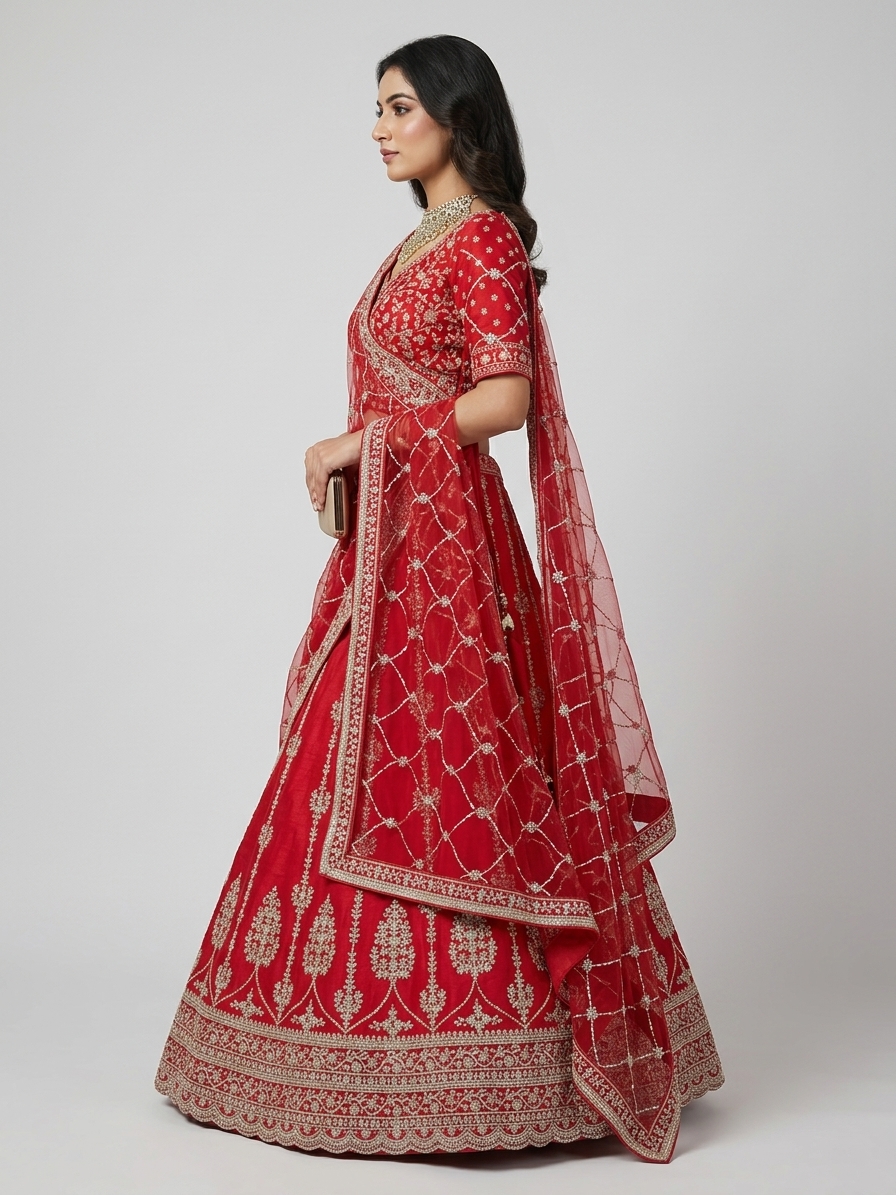 Bridal Lehnga — Model — left side view