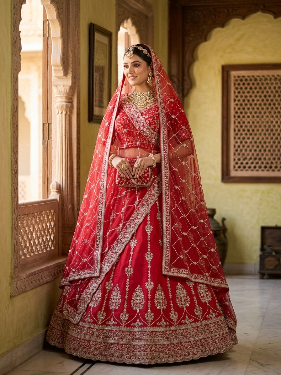 Bridal Lehnga — Indian bride wearing it · Heritage haveli