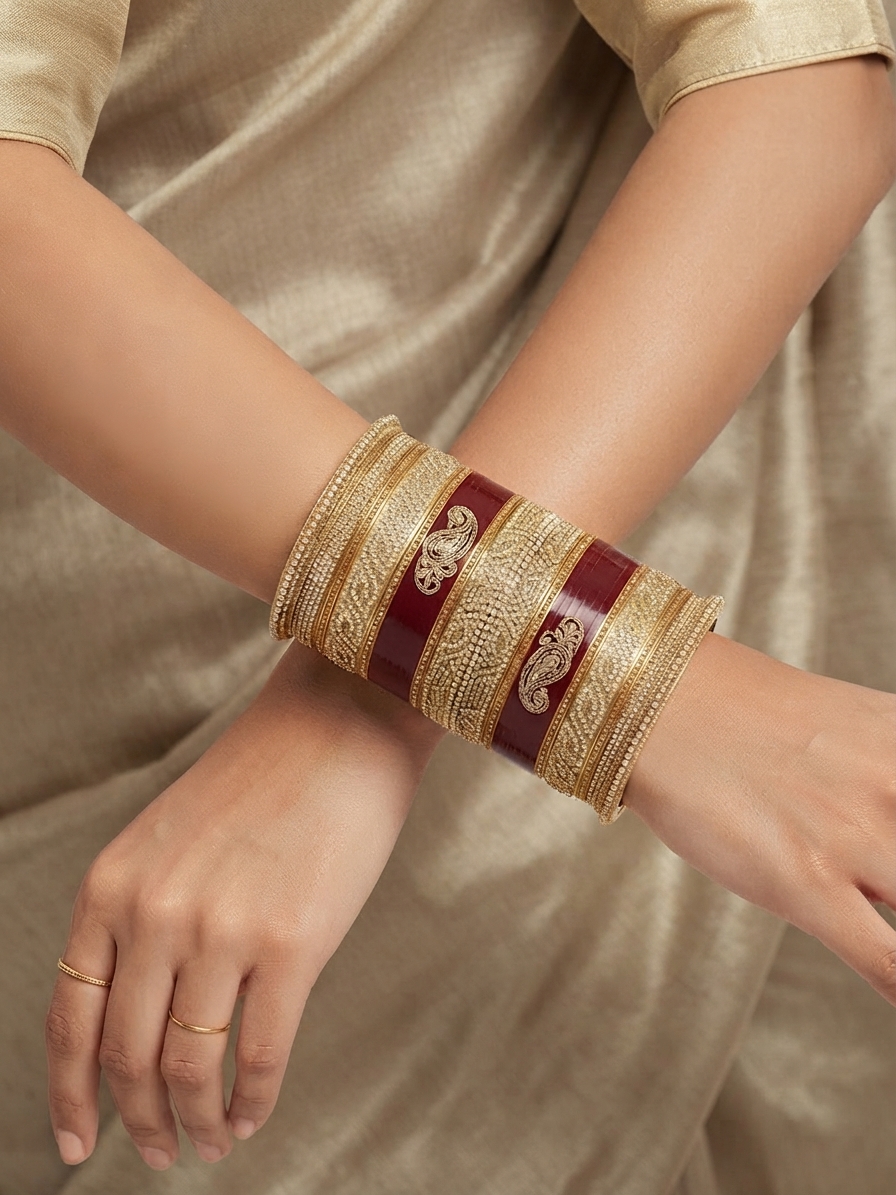 Red and Gold Bridal Bangle Set