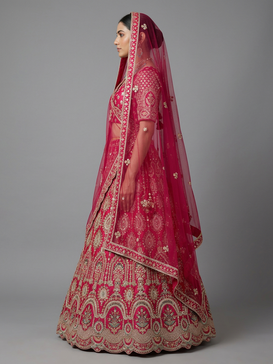 Bridal Lehnga — Model — left side view