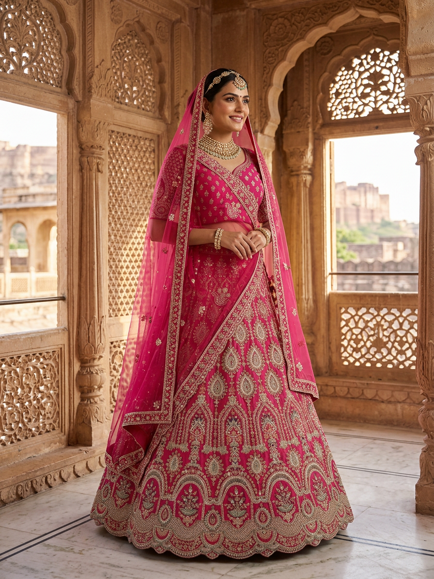 Bridal Lehnga — Indian bride wearing it · Heritage haveli