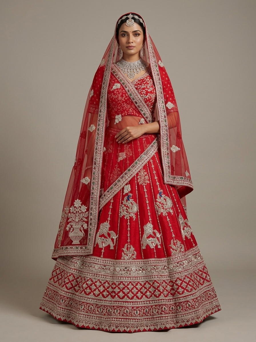 Bridal Lehnga - Roshan Zari - 4 — Model — front view