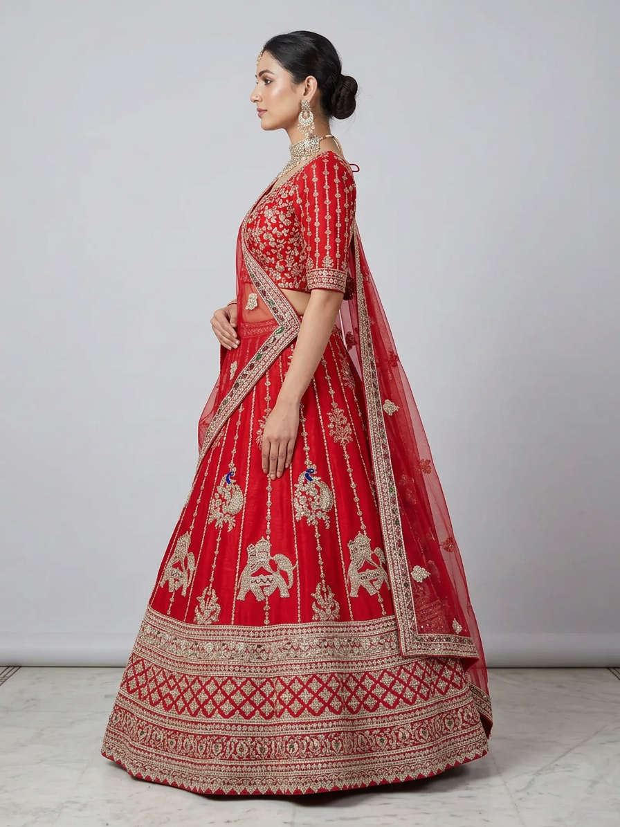Bridal Lehnga - Roshan Zari - 4 — Model — left side view
