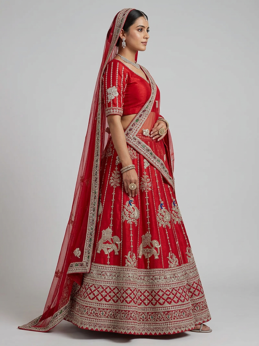 Bridal Lehnga - Roshan Zari - 4 — Model — right side view