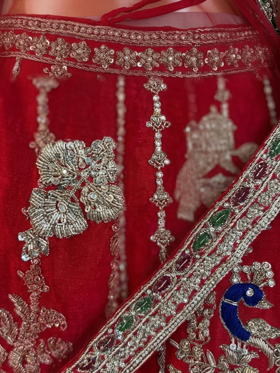 Bridal Lehnga - Roshan Zari - 4 — Fabric texture