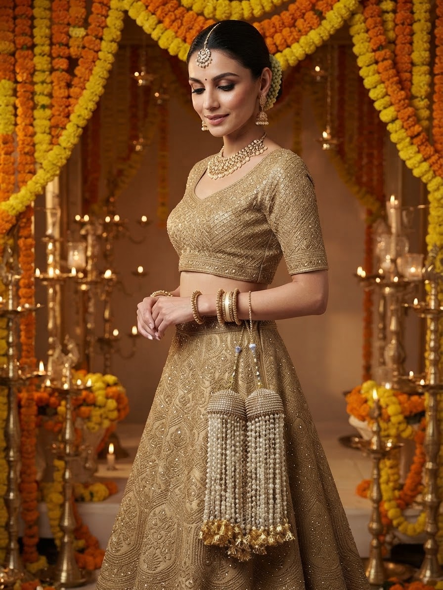 Gold Pearl Bridal Kaleera - Elegant Wedding