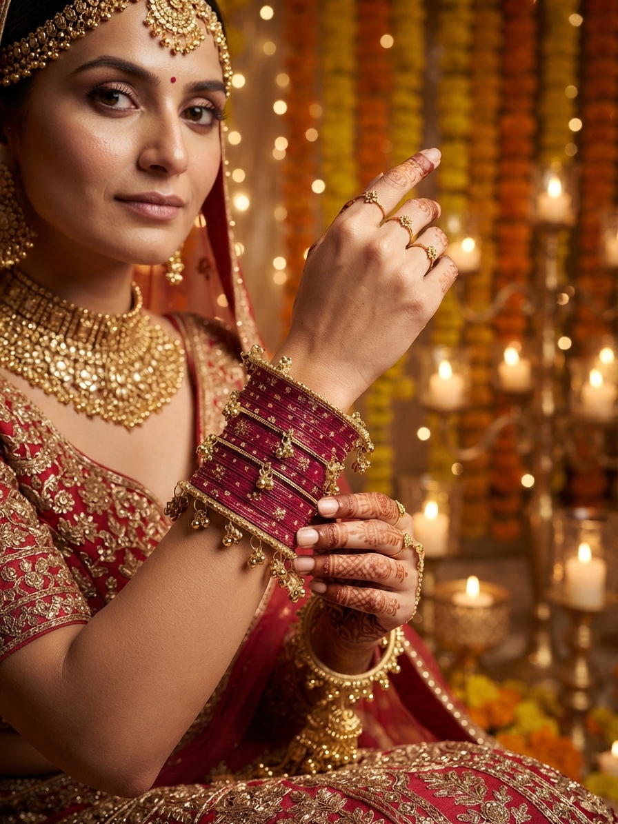 Rani Pink Stone Embellished Bangle Set