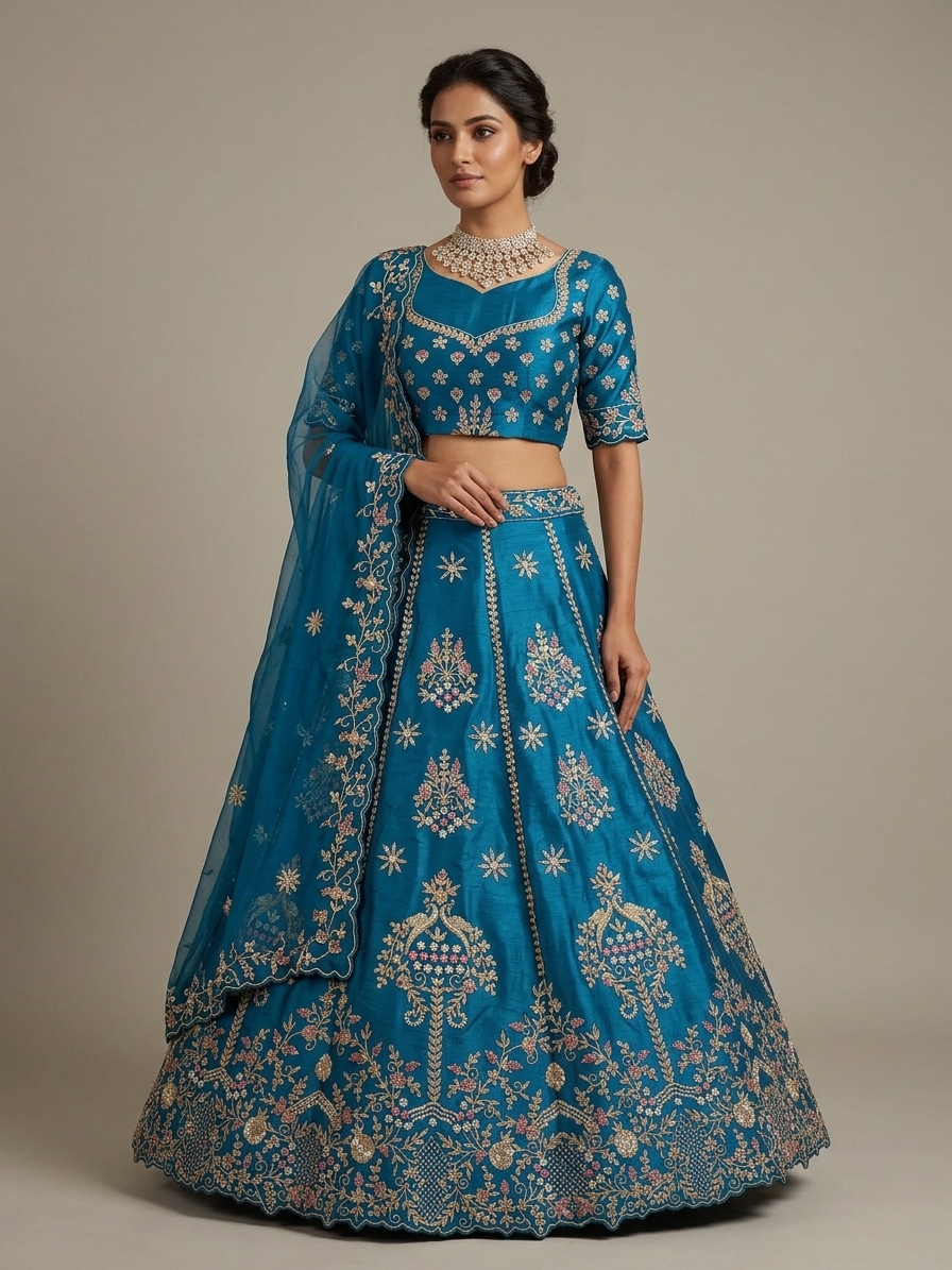 Bridal Lehnga - Anas - 1370 — Model — front view