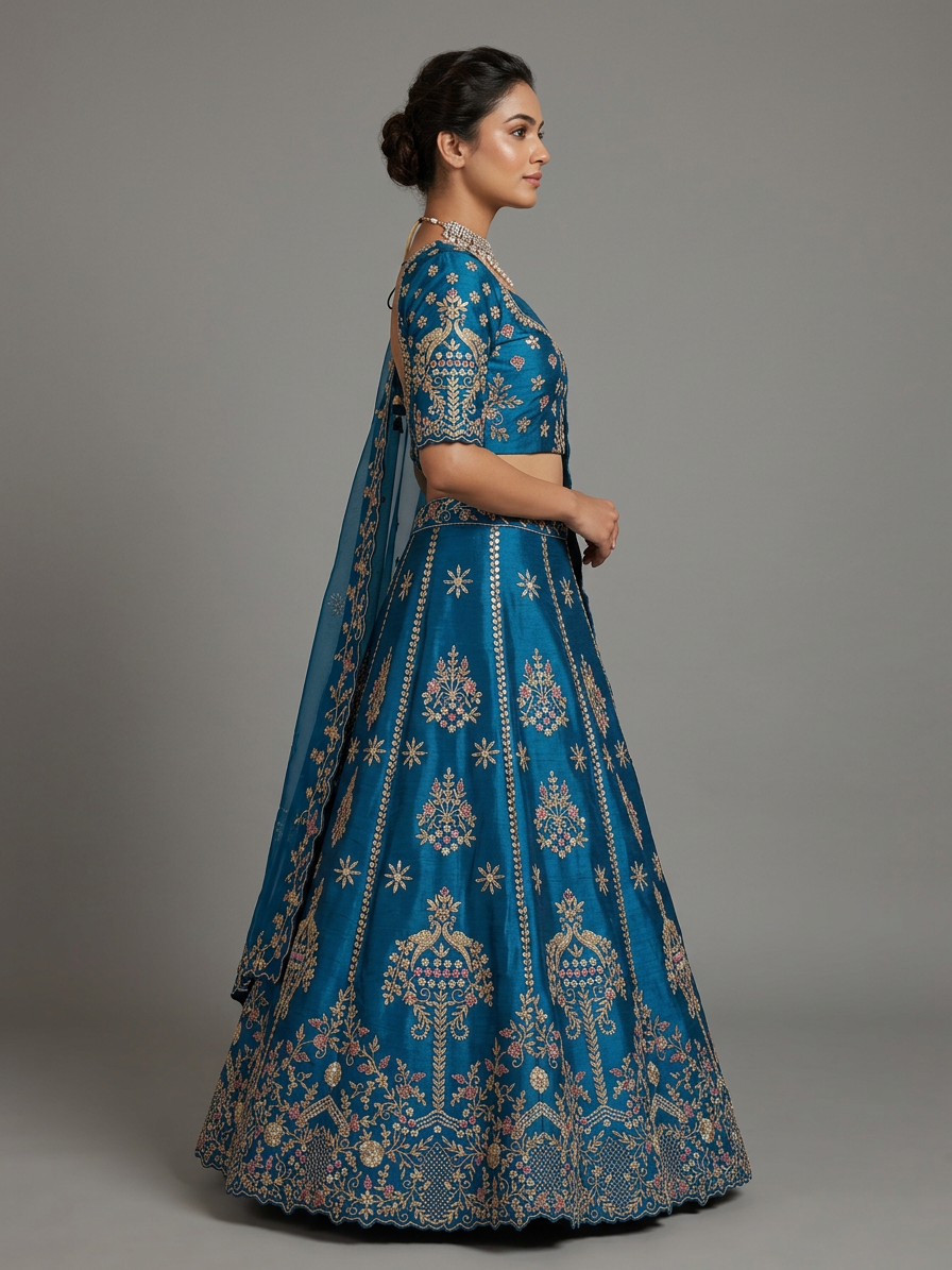 Bridal Lehnga - Anas - 1370 — Model — right side view
