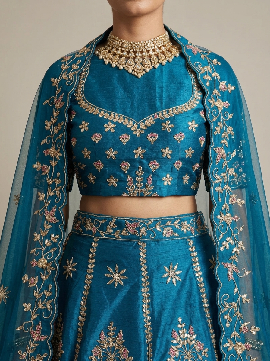 Bridal Lehnga - Anas - 1370 — Model — clothing close-up
