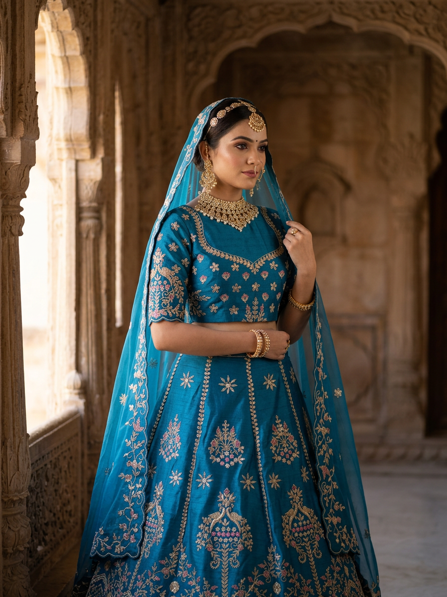 Bridal Lehnga - Anas - 1370 — Indian bride wearing it · Heritage haveli